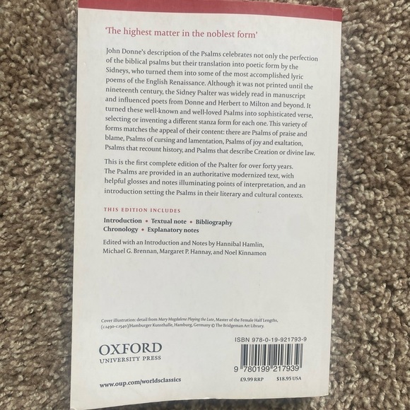 The Sidney Psalter Psalms of Sir Phillip and Mary Sidney Book - Picture 4 of 4